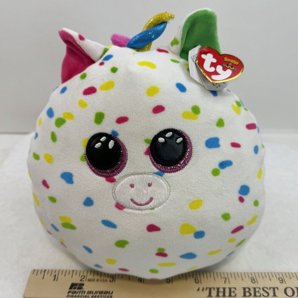 Ty Squish A Boos Harmonie Unicorn Plush Toy 8" Multicolor Dot Pattern Confetti - Picture 12 of 15